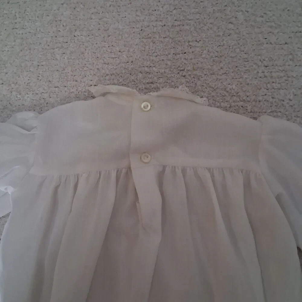 Vintage Baby Girl Long Night Gown Sz 3-9 Months White Victorian Prairie Peasant